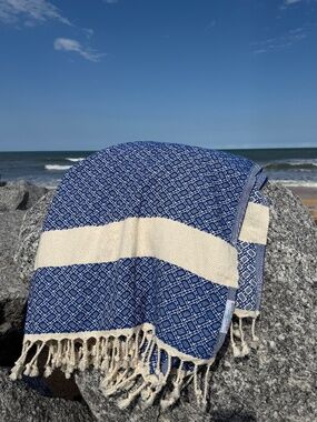 Crab Trap Rag Blue — Salt Rag™ Sand-Resistant Turkish Beach Towel